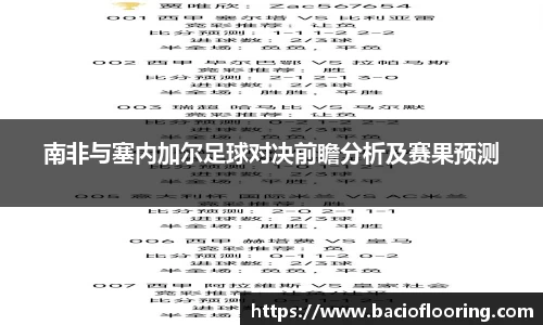 南非与塞内加尔足球对决前瞻分析及赛果预测